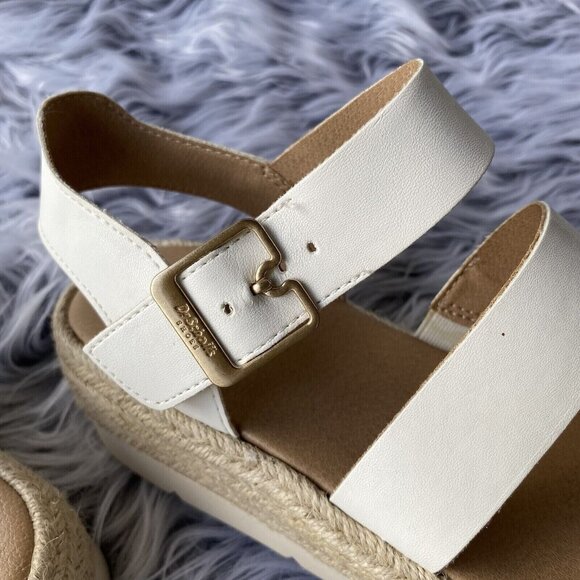 DrScholl's Once Twice Platform Strappy Sandals Women Sz 8M White Faux Leather - Picture 7 of 16